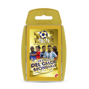 Confezione del gioco Top Trumps: Le Stelle del Calcio Mondiale con cassa d'oro, 30 carte dedicate ai migliori calciatori del mondo come Messi, Kane e Buffon