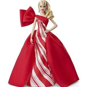 Barbie Magie delle Feste 2019 in abito rosso e bianco con dettagli argentati, perfetta per il Natale.