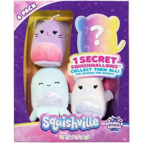 Squishville Sparkle Squad 4-Pack con Sorpresa (Squishmallows) 1 set 4 peluche mini squishmallows glitterati