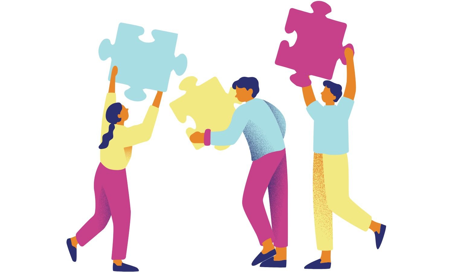 persone con in mano pezzi di puzzle
