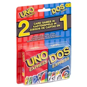 Mazzi di carte Uno Express e Dos Express affiancati
