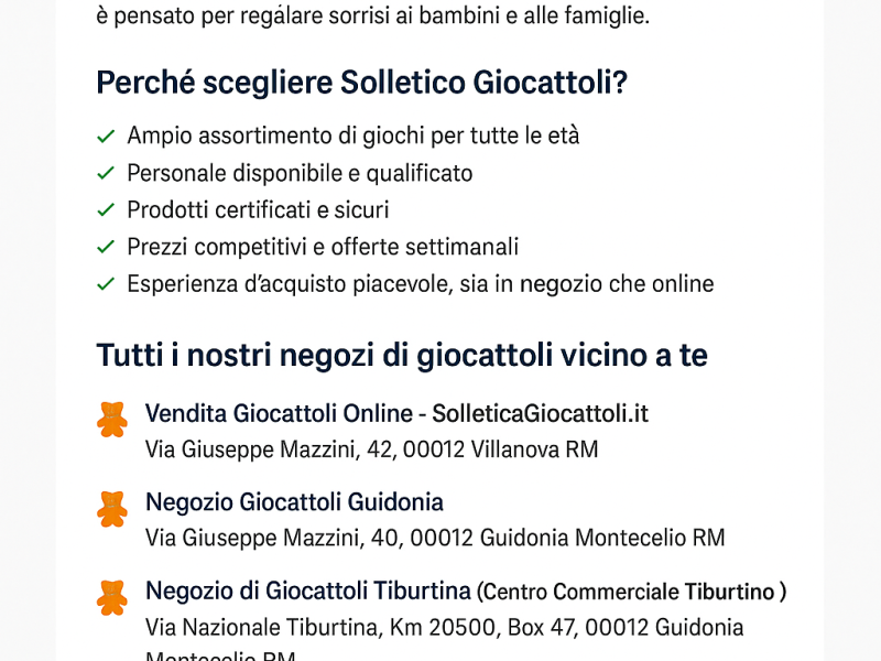 Negozio di Giocattoli Vicino a Me &ndash; Solletico Giocattoli