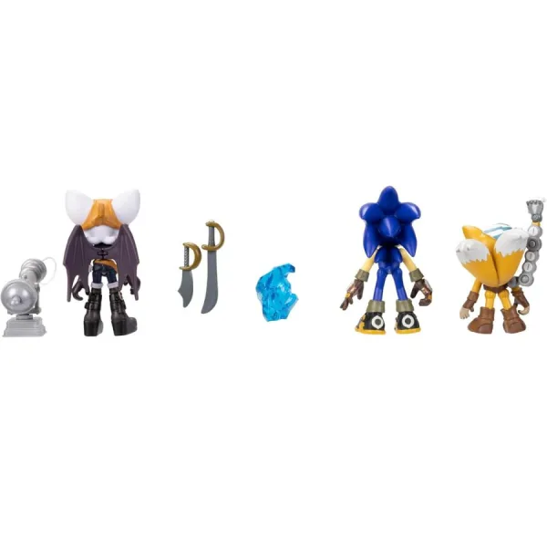 Set Sonic Prime Figure Articolate – Confezione da 3 | 6,3 cm 5 Tails Nine figura articolata con dettagli meccanici realistici