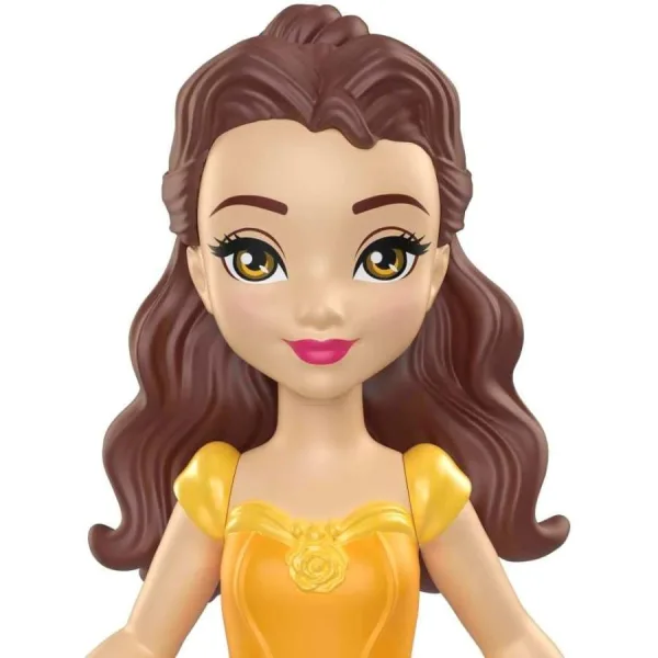 Mini Bambola Belle Disney 9 cm – Magia e Fascino Principesco 5 Figura Disney Belle in miniatura da collezione su sfondo bianco