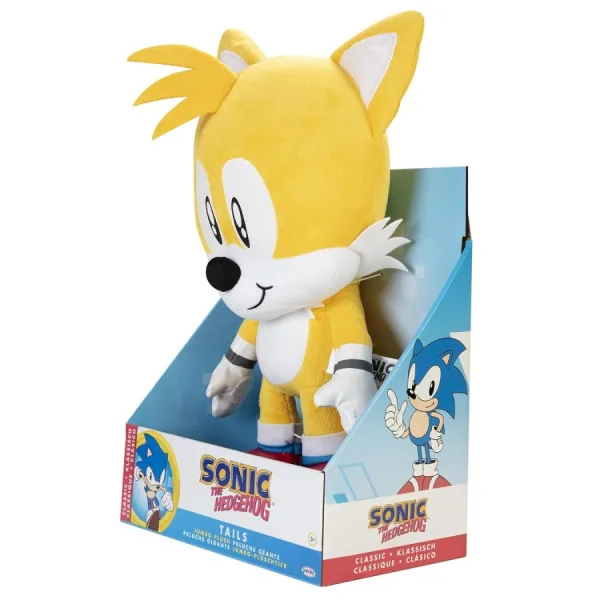Tails Peluche Jumbo 40 cm – Ufficiale Sonic the Hedgehog 3 Peluche ufficiale Tails in piedi su sfondo bianco