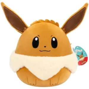 Peluche Squishmallows Eevee originale Pokémon da 25 cm su sfondo bianco