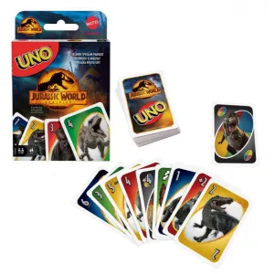 Confezione chiusa del gioco di carte UNO Jurassic World Dominion