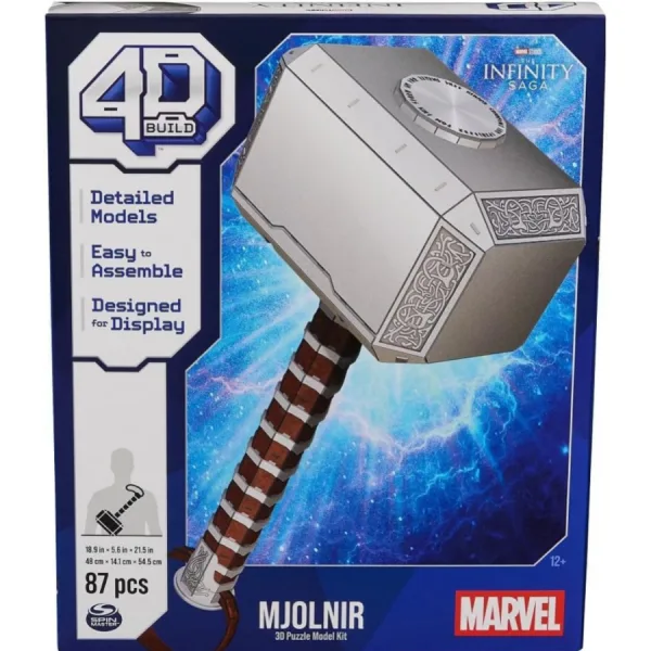 Costruisci il Martello di Thor – Puzzle 3D Marvel Epico 3 Confezione del set Mjölnir Marvel 4D Build con 87 pezzi in cartone