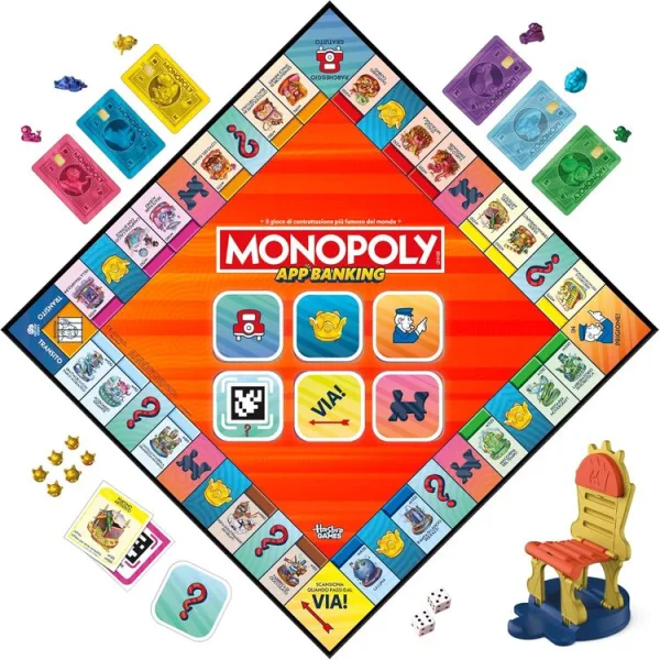 Monopoly App Banking – Gioco da Tavolo con App Interattiva, Versione Italiana | 27cm x 4,5cm x 27cm 7 Monopoly App Banking gioco da tavola lingua italiana