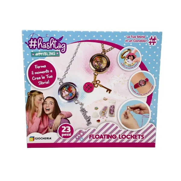 #Hashtag Floating Lockets – Set Crea Ciondoli Personalizzati - Giocheria | 30cm x 5cm x 26cm 1 #Hashtag Floating Lockets