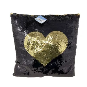 Cuscino pailletes nero oro cuore - Mood
