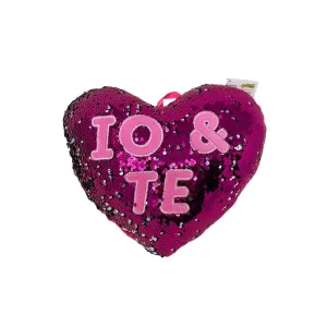 Peluche Cuore fucsia con paillettes 28cm