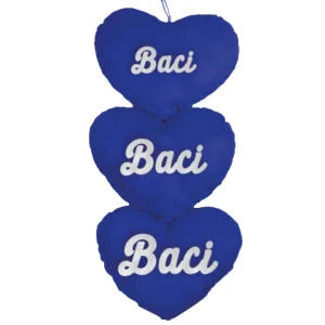 Peluche cuori blu scritta baci