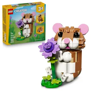 LEGO Simpatico Criceto con Fiore &ndash; Animale Trasformabile in Riccio o Aquila - LEGO Creator 3 in 1 | 15cm x 14cm x 4,5cm