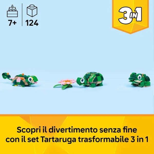 LEGO Creator 3 in 1 Tartaruga con Fiore di Ninfea – Animale Trasformabile in Camaleonte o Rana | 15cm x 14cm x 4,5cm 5 LEGO Creator 3 in 1 Tartaruga