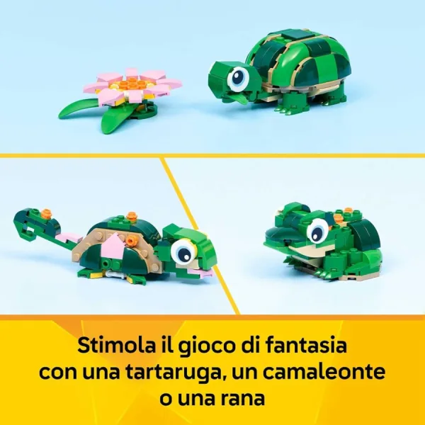 LEGO Creator 3 in 1 Tartaruga con Fiore di Ninfea – Animale Trasformabile in Camaleonte o Rana | 15cm x 14cm x 4,5cm 7 LEGO Creator 3 in 1 Tartaruga