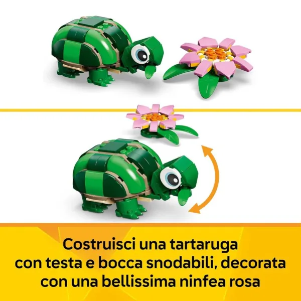 LEGO Creator 3 in 1 Tartaruga con Fiore di Ninfea – Animale Trasformabile in Camaleonte o Rana | 15cm x 14cm x 4,5cm 9 LEGO Creator 3 in 1 Tartaruga