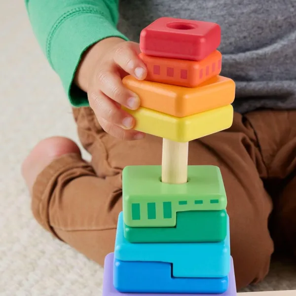 Forme in legno impilabili – Giocattolo educativo – Fisher Price | 27cm x 9cm x 20cm 7 Forme in legno impilabili
