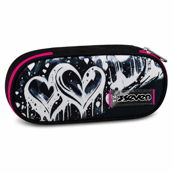 portapenne scuola round nero rosa