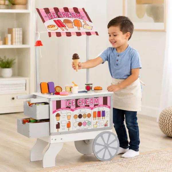 Carretto Gelati Snacks e Dolci in Legno - Set Gioco 2 in 1 in legno - Melissa & Doug | 68cm x 35cm x 125cm 11 Carretto Gelati Snacks e Dolci in Legno - Set Gioco 2 in 1 in legno - Melissa & Doug